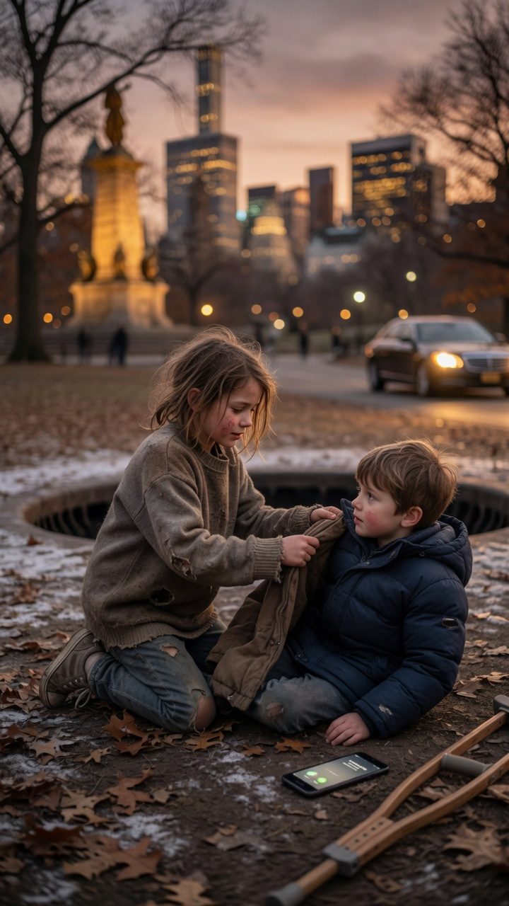girl saves billionaire son homeless girl helps wealthy child girl saves billionaire son in Central Park homeless child shares coat with injured boy