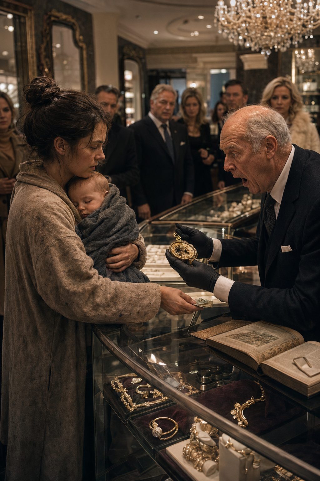 Lost Billionaire Heiress: The Necklace That Changed Everything Lost Billionaire Heiress: A young mother holding a sleeping baby and wearing a heavy gold medallion