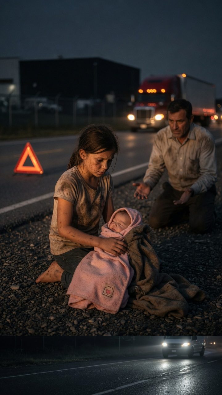 highway rescue Story Secret: Highway Rescue: A Barefoot Girl and an Infant in Distress highway rescue Story Secret: Barefoot girl carrying infant on highway shoulder